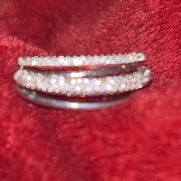 Silver tone stacked double layer Ring - Picture 4 of 11